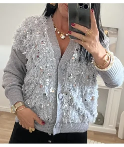 Pulls / Gilets>La boutique de Lilie GILET JORDANA Gris