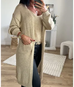 Pulls / Gilets>La boutique de Lilie GILET JULIVINA Dore