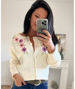 Pulls / Gilets>La boutique de Lilie GILET JUSTINE Beige