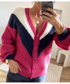 Pulls / Gilets>La boutique de Lilie GILET LEANDRE Fushia