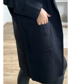 Pulls / Gilets>La boutique de Lilie GILET MANTEAU CHARLOTTE Noir