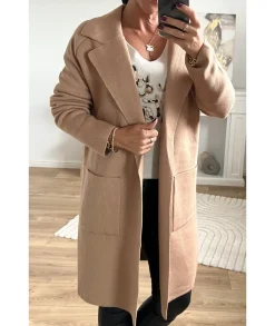 Pulls / Gilets>La boutique de Lilie GILET MANTEAU CHARLOTTE Camel