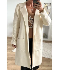 Pulls / Gilets>La boutique de Lilie GILET MANTEAU CHARLOTTE Beige