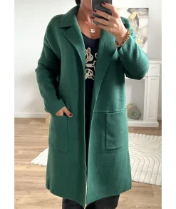 Pulls / Gilets>La boutique de Lilie GILET MANTEAU CHARLOTTE Vertsapin
