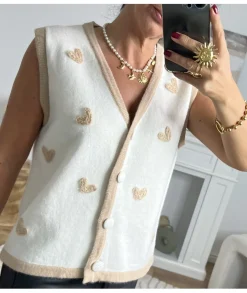 Pulls / Gilets>La boutique de Lilie GILET MARJORIE Beige