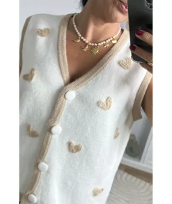 Pulls / Gilets>La boutique de Lilie GILET MARJORIE Beige