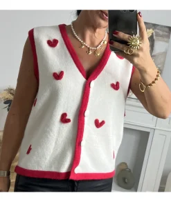 Pulls / Gilets>La boutique de Lilie GILET MARJORIE Rouge