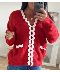 Pulls / Gilets>La boutique de Lilie GILET OLIVIA Rouge
