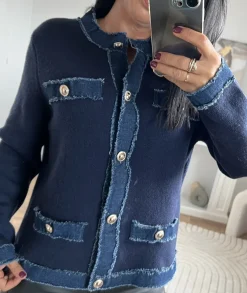 Pulls / Gilets>La boutique de Lilie GILET QINCY Marine