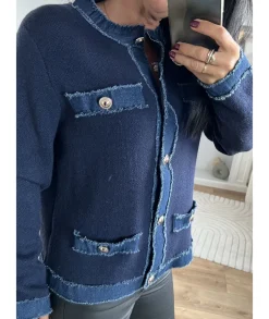 Pulls / Gilets>La boutique de Lilie GILET QINCY Marine