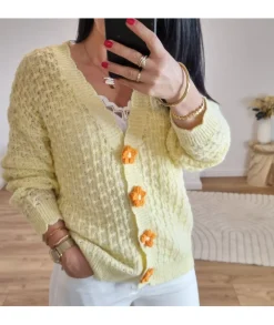 Pulls / Gilets>La boutique de Lilie GILET ZORA Jaune