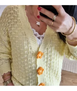 Pulls / Gilets>La boutique de Lilie GILET ZORA Jaune