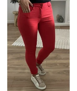 Jeans / Pantalons>La boutique de Lilie JEANS AGLAE Rouge