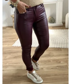 Jeans / Pantalons>La boutique de Lilie JEANS HUILE ROSALIE Bordeaux