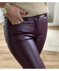 Jeans / Pantalons>La boutique de Lilie JEANS HUILE ROSALIE Bordeaux