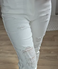 Jeans / Pantalons>La boutique de Lilie JEANS LAMINE Blanc