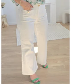 Jeans / Pantalons>La boutique de Lilie JEANS PRISCA Blanc