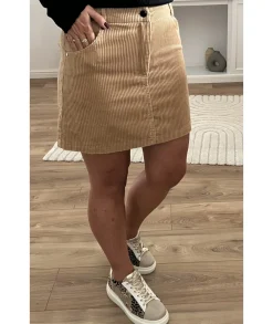 Jupes / Shorts>La boutique de Lilie JUPE YANNICK DOUBLURE SHORT Taupe