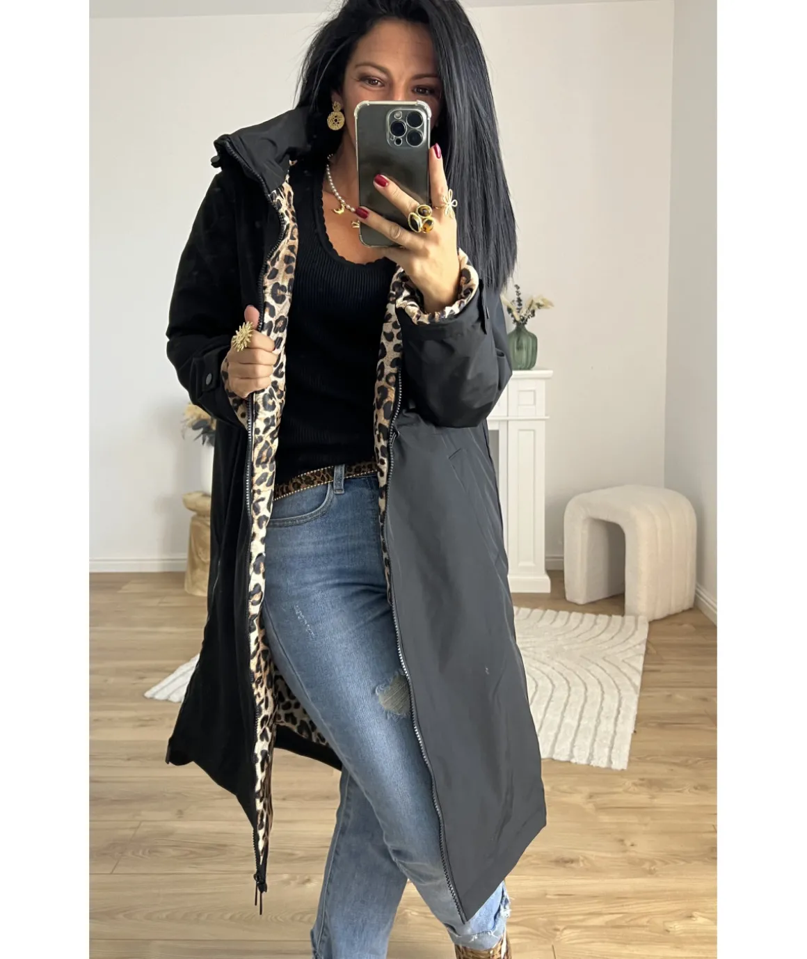 Manteaux>La boutique de Lilie MANTEAU DELPHINE LONG Noir
