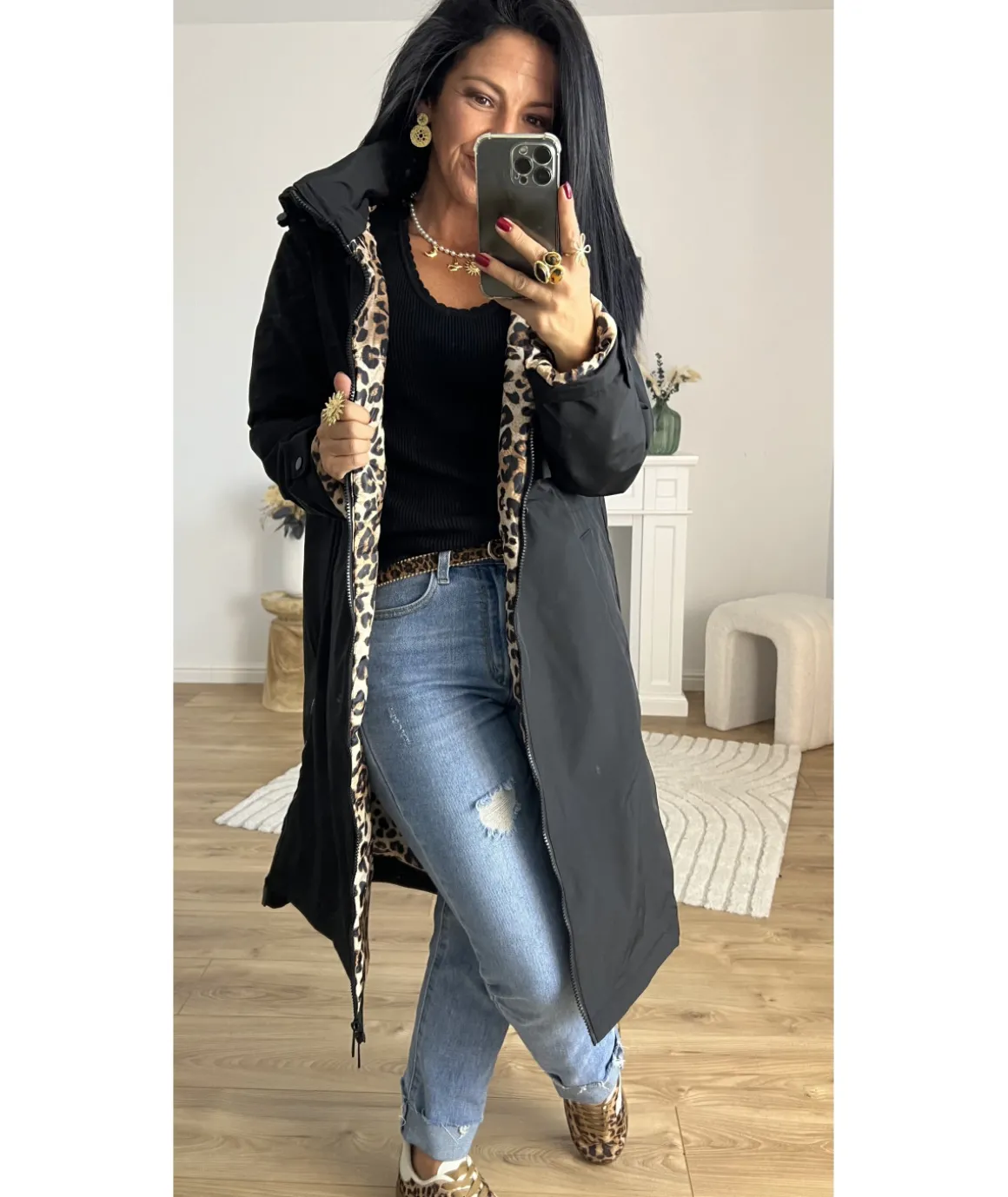 Manteaux>La boutique de Lilie MANTEAU DELPHINE LONG Noir