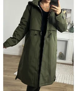 Manteaux>La boutique de Lilie MANTEAU DELPHINE LONG Kaki