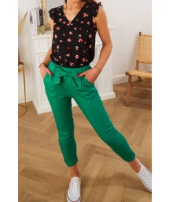 Jeans / Pantalons>La boutique de Lilie PANTALON 7/8 THAIS Vert