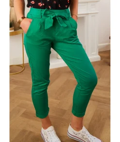 Jeans / Pantalons>La boutique de Lilie PANTALON 7/8 THAIS Vert
