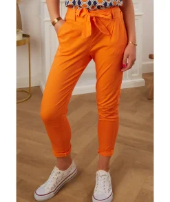 Jeans / Pantalons>La boutique de Lilie PANTALON 7/8 THAIS II Orange