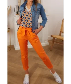 Jeans / Pantalons>La boutique de Lilie PANTALON 7/8 THAIS II Orange