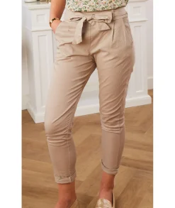 Jeans / Pantalons>La boutique de Lilie PANTALON 7/8 THAIS III Beige