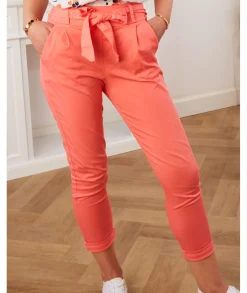 Jeans / Pantalons>La boutique de Lilie PANTALON 7/8 THAIS III Corail