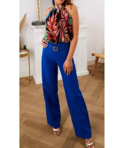 Jeans / Pantalons>La boutique de Lilie PANTALON BECACINE Bleuelectrique
