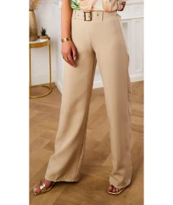 Jeans / Pantalons>La boutique de Lilie PANTALON BECACINE Beige
