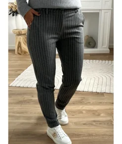 Jeans / Pantalons>La boutique de Lilie PANTALON CAROLE Gris