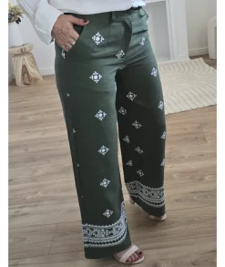 Jeans / Pantalons>La boutique de Lilie PANTALON CLAIRE EN LIN Kaki