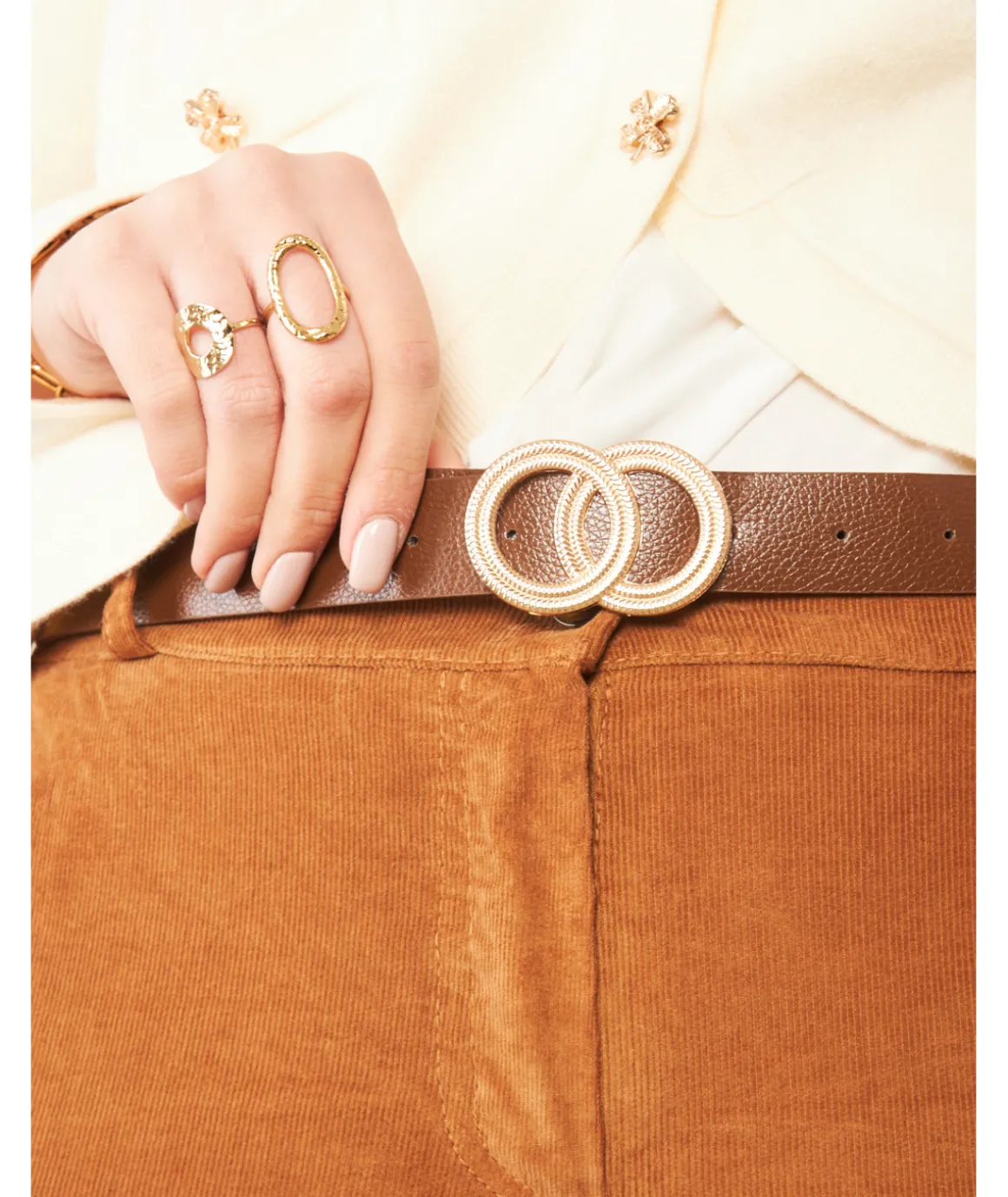 Jeans / Pantalons>La boutique de Lilie PANTALON JORDANA Camel