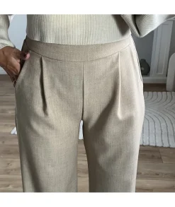 Jeans / Pantalons>La boutique de Lilie PANTALON LOUANA Beige