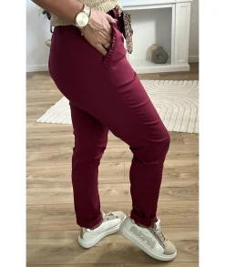 Jeans / Pantalons>La boutique de Lilie PANTALON LUCIEN Bordeaux