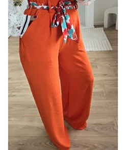 Jeans / Pantalons>La boutique de Lilie PANTALON OCEANE Orange