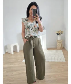 Jeans / Pantalons>La boutique de Lilie PANTALON OLIVINE II Kaki