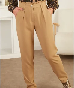 Jeans / Pantalons>La boutique de Lilie PANTALON PERRY Taupe