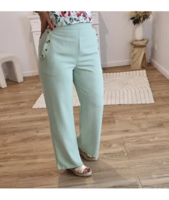 Jeans / Pantalons>La boutique de Lilie PANTALON ROSE MARIE Vertdeau