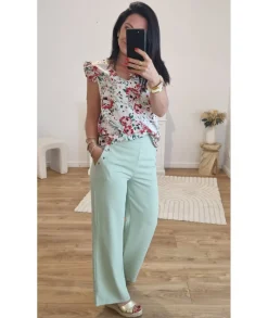 Jeans / Pantalons>La boutique de Lilie PANTALON ROSE MARIE Vertdeau