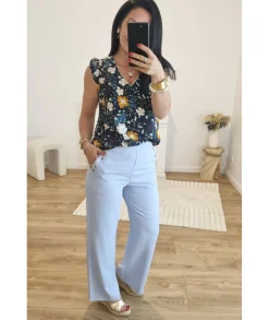 Jeans / Pantalons>La boutique de Lilie PANTALON ROSE MARIE Bleuciel