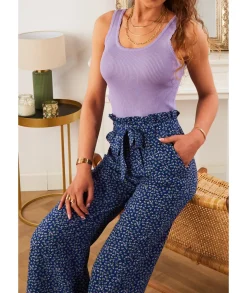 Jeans / Pantalons>La boutique de Lilie PANTALON YOUNA Bleu