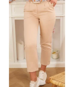 Jeans / Pantalons>La boutique de Lilie PANTALON ZELIE Beige