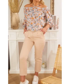 Jeans / Pantalons>La boutique de Lilie PANTALON ZELIE Beige