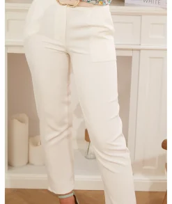 Jeans / Pantalons>La boutique de Lilie PANTALON ZELIE Blanc
