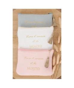 Sacs / Idées Cadeaux>La boutique de Lilie POCHETTE AMOUR ET MOJITO Blanc
