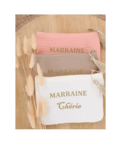 Sacs / Idées Cadeaux>La boutique de Lilie POCHETTE MARRAINE CHERIE Beige